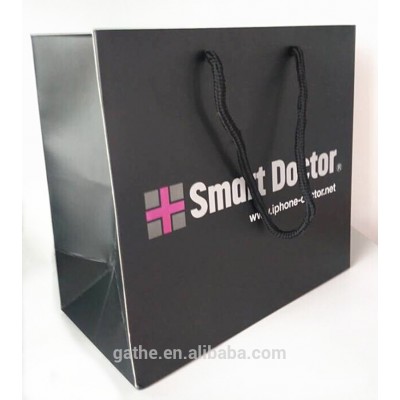 Hot sale custom luxury black paper shopping bag