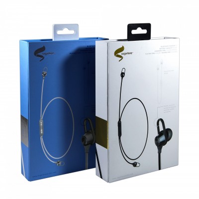 Custom Design Blue and White  Electronic Product Luxury Gift Earphone/Headset Packaging box with Hook Cardboard Gift Box